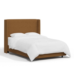 Premium American Modern Minimalist Linen Bed, Customizable High Wingback Headboard Bed Frame Luxury Designer Master <strong>Bedroom</strong> <strong>Unit</strong> - Product Image 6