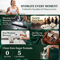 Poudre d'hydratation électrolytique OLLI saveur vodka, sans alcool, 0 sucre, 0 glucides, 5 calories, 30 sachets de 150g, compatible Keto