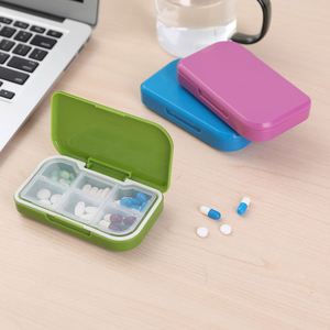 Organisateur portable de haute qualité à 6 compartiments |   Boîte à pilules quotidienne pliable en plastique avec couvercle imprimé - Product Image 2