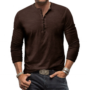 เสื้อเชิ้ตแขนยาวคอกลมผู้ชายติดกระดุม ปักโลโก้ได้ เนื้อผ้านุ่มสบาย - Product Image 4