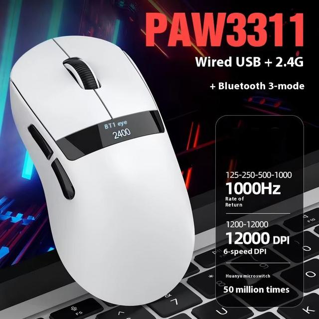 OEM USB Optical Gaming Mouse Lightweight PAW3311 Three-mode Wireless Charging RGB Backlit in Stock