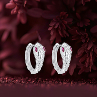 Anting-anting stud ular berbahan PT950 dengan ruby alami tahun 2025 untuk wanita dan pria - Perhiasan hadiah ulang tahun & pesta