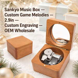 <span class=keywords><strong>Caja</strong></span> <span class=keywords><strong>Musical</strong></span> Giratoria de Madera Sankyo con Tapa de Espejo, Cierre Magnético, Melodía Personalizada, Grabado Láser, 18 Notas, <span class=keywords><strong>Caja</strong></span> de Regalo Moderna - Product Image 1