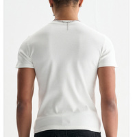 Nouvel Arrivage T-shirt Homme en Maille Côtelée Extensible Épaisse, Coupe Ajustée, Style Streetwear Urbain, Haut Court, T-shirt Musculation Court
