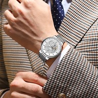 Montre mécanique pour homme Poedagar 1416, montre automatique squelette originale, bracelet en acier inoxydable, montre étanche, montre homme