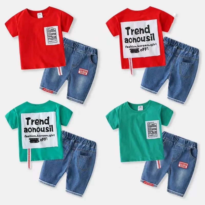 2022 مريحة عارضة الأكثر مبيعًا المطبوعة قصيرة الأكمام قمصان السائبة الجملة الاطفال الملابس الفتيان الأطفال الملابس
