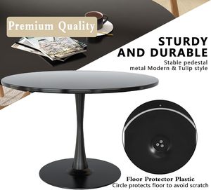 Jixing Wholesale Black Round 42.1" Dining <strong>Table</strong> With MDF Top and Pedestal Base <strong>Tulip</strong> Mid-century Leisure Dining <strong>Table</strong> - Product Image 6