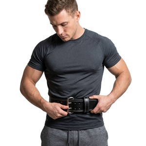 Ceinture de musculation robuste en cuir de vachette véritable, antidérapante, rembourrée, avec soutien lombaire réglable, grande taille - Product Image 1