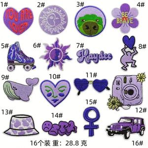 Popular Custom Embroidered Canvas Beads Eco-Friendly Iron-on <b>Purple</b> Series Patches for Clothing Suitcases Bags <b>Hats</b> - Product Image 2