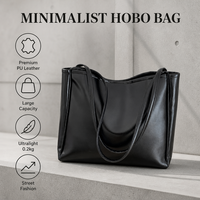 Sac hobo minimaliste en cuir PU souple, sac fourre-tout de grande capacité, sac à bandoulière ultraléger de 0.2kg, sac de voyage quotidien pour femmes, sac de shopping