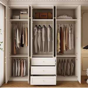 Luxury Built-in <strong>Closet</strong> LED Lighting Customizable Bedroom Storage Wardrobe with Hanging Rods Drawers Large Organizer Cabinet - Product Image 3