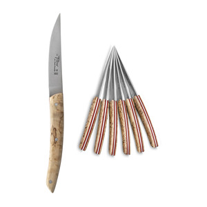 มีดสเต็ก Le Thiers ด้ามไม้เบิร์ชพร้อมแผ่นสีแดง ใบมีดคมกริบ - Product Image 1