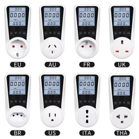 Pengukur daya Digital AC EU 220V, soket pengukur konsumsi listrik LCD tes energi Kwh penganalisa daya BR AS