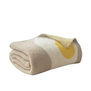 Ấm cúng đan Jacquard ném thiết kế mới hoa mặt trời mô hình boucle lông cừu chăn cho nhà - Product Image 4