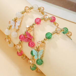 Crystal <b>Bracelet</b> Butterfly Design Colorful <b>Beads</b> Women's Jewelry Anniversary Gift Elegant Style SY0825-1 - Product Image 1