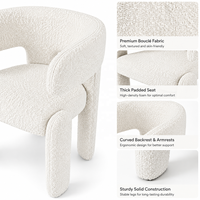 Fauteuil de salle à manger moderne de luxe blanc en bouclette, forme organique, pour projets hôteliers et villas, fabricant OEM