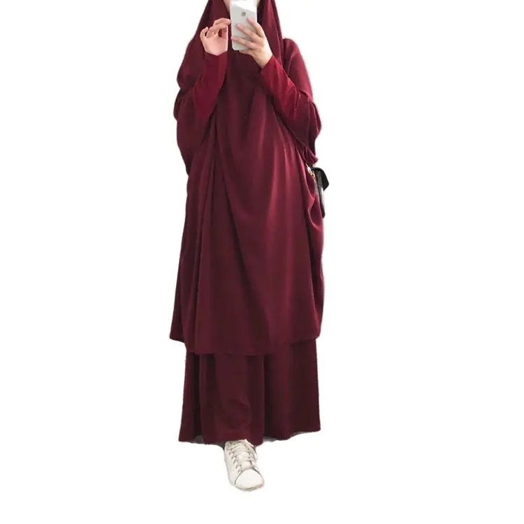 Vestido musulmán de dos piezas para rezar, Hijab largo de Dubái para mujer, estilo musulmán Khimar, Jilbab, 2021