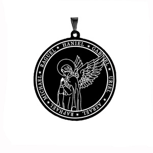 Collier pendentif Wowei transfrontalier en tungstène, plaqué or véritable, motif Ailes des Sept Anges, style Talisman Four - Product Image 6