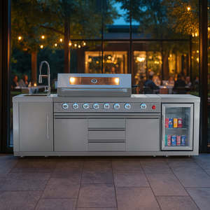 Venta directa de fábrica Multi-Tamaño Cocina al aire libre Barbacoa Isla Impermeable e ignífugo Modular Juego de gabinete de cocina de acero inoxidable - Product Image 4