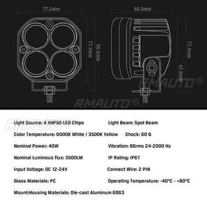 ไฟวิ่งกลางวันแบบ LED ขนาด 3 นิ้ว สำหรับมอเตอร์ไซค์ ไฟตัดหมอก ไฟหน้า ไฟสปอร์ตไลท์ DRL สำหรับรถยนต์ นิวา ลาดา 4x4 ออฟโรด ATV - Product Image 6