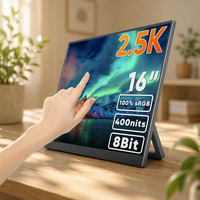 Moniteur portable tactile LCD 16 pouces 2.5K IPS HDR 400 ultra fin avec support pliable, haut-parleur intégré, pour ordinateur portable, 100% SRGB, usage professionnel
