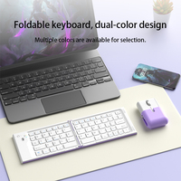 Clavier sans fil BT mince pliable à 2 volets, clavier miniature pliable portable pour ordinateur, iPad