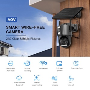 Caméra de sécurité IP sans fil solaire PTZ à double objectif 4MP, enregistrement 24/7 ICSee, AOV WiFi, carte SIM 4G, caméra CCTV solaire - Product Image 5