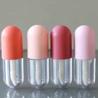 Tubes en plastique de brillant à lèvres en forme de capsule mignonne de 2ml bouteille transparente avec couvercle rose