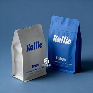Custom Printed Flat Bottom Coffee <b>Packaging</b> <b>Bag</b> With Valve Eight Side Sealed Coffee Bean <b>Bag</b> - Product Image 2