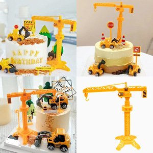Tower Crane Cake Topper Plastic Reusable Birthday Decoration Construction Vehicle Shape - Product Image 5