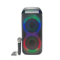 Altavoz Portátil para Fiestas al Aire Libre con LED RGB de 60W, 5.0/2.0 Canales, Dos Altavoces de 8 Pulgadas, Radio FM, Micrófono Inalámbrico, Batería de 3600mAh