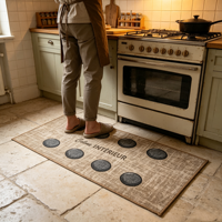 Stone Print Kitchen Runner Rug Anti-Slip Oil-Proof Stain Resistant Washable Polyester Low Pile Floor Mat Kitchen