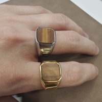HOT VAF Bague Chevalière en Pierre Naturelle Lapis Lazuli, Œil de Tigre, Onyx Noir, Anillos De Piedra Natural, Batu Cincin