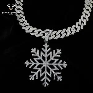 Fashion Jewelry Custom Chain Custom Moissanite Pendant With 18k Snowflake Pendant Platinum For Hip Hop Pendant