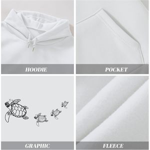 FOXA Sweat à capuche pour femme, coupe oversize, en polaire, avec motif tortue de mer, design océanique décontracté et esthétique - Product Image 6