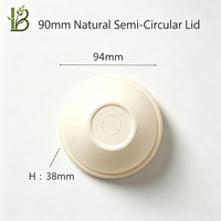 Couvercle de tasse biodégradable 80-90 mm, résistant à la chaleur, en résidus de canne à sucre, jetable, rond, design moderne et minimaliste