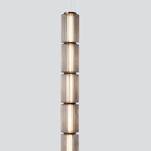 Lámpara colgante moderna de cristal con forma de cilindro largo, candelabro LED para comedor, dormitorio, iluminación de techo, acabado dorado - Product Image 4