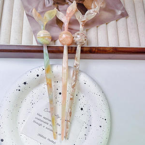 Qianjinは女性の女の子のためのカスタムヴィンテージヘアアクセサリーを受け入れますフィッシュテールシェイプセルロースアセテートヘアスティック - Product Image 4