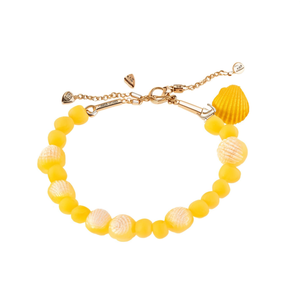 Fashion <b>Beaded</b> <b>Bracelet</b> 316L Stainless Steel PVD <b>Gold</b> Plating Sustainable Resistant Yellow Shell Coral Design - Product Image 2
