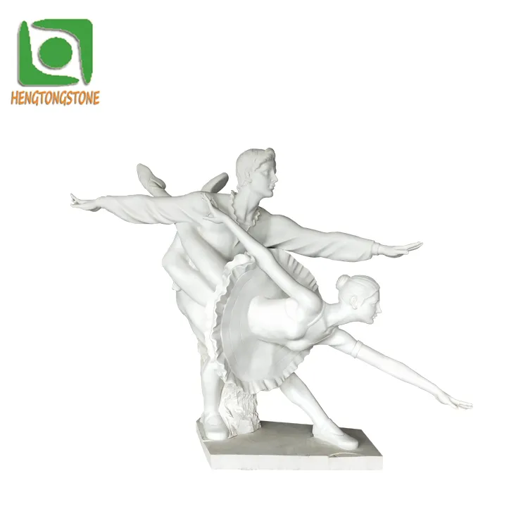 Estatua decorativa de tamaño real para interiores, estatua de pareja de baile tallada a mano de mármol blanco moderno