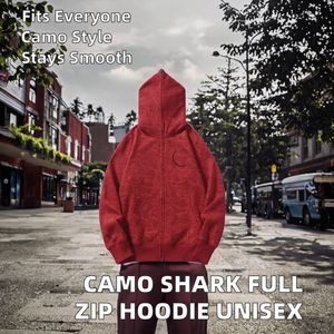 2026 Premium Camo <b>Shark</b> Full Zip Fleece <b>Hoodie</b>-Unisex 100% Cotton Winter Loose Fit Anti-Pilling Streetwear Sweatshirt for Men - Product Image 2