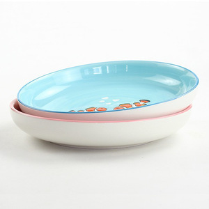 Assiettes en céramique en gros, design original, deux petites assiettes à poisson/légumes, assiettes de table peintes sous glaçure pour la maison, haute qualité - Product Image 4