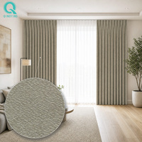 QINGYING Tissu de rideau jacquard en polyester sur mesure, texture lin, occultant thermique, rideaux de luxe pour hôtel