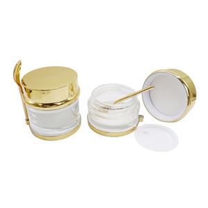 Cosmétiques en gros, pot de crème pour le visage de 1 oz, emballage vide pour soins de la peau, pot en verre transparent pour crème pour les yeux de 50 g 80 g avec cuillère dorée argentée - Product Image 4