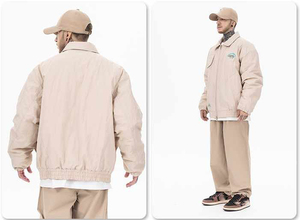 Chaqueta Universitaria de Invierno para Hombre, Talla Grande, Transpirable, con Patrón de Letras Bordadas, Poliéster/Algodón, Elegante - Product Image 6