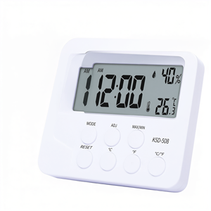 Hygromètre numérique, thermomètre, affichage LED, mesure de la température et de l'humidité intérieure avec fonction de mémoire et horloge - Product Image 1