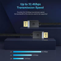 Câble Ultra HD 8K 1.4 32,4 Gbps Haute Vitesse Tressé DP vers DP 8K 60Hz Synchronisation Audio Vidéo en Alliage d'Aluminium pour Moniteur