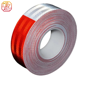 Red &amp; White <strong>Reflective</strong> Tape - High Visibility Waterproof Safety Tape for Vehicles, Trailers &amp; Outdoor Warning <strong>Markings</strong> - Product Image 1