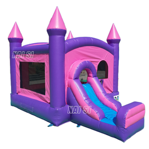 Château gonflable pour enfants, rose et violet, <span class=keywords><strong>location</strong></span> de Moonwalk, château gonflable commercial, trampoline gonflable, combo sec pour la vente - Product Image 5