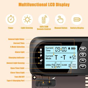 Modern Automatic Chicken Coop <b>Door</b> Aluminum Electric <b>Door</b> Opener LCD Screen Timer Light <b>Sensor</b> Remote Control 4 Working Modes - Product Image 5